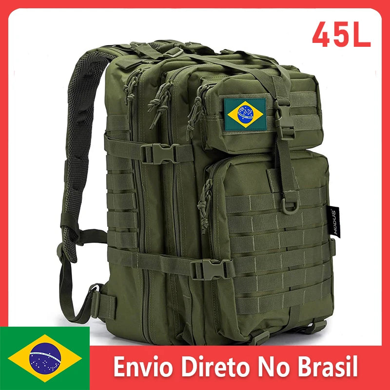 Mochila Tática Militar, Impermeável, 50L, Esportes, Acampamento, Caminhada, Trekking, Pesca, Caça, Assalto