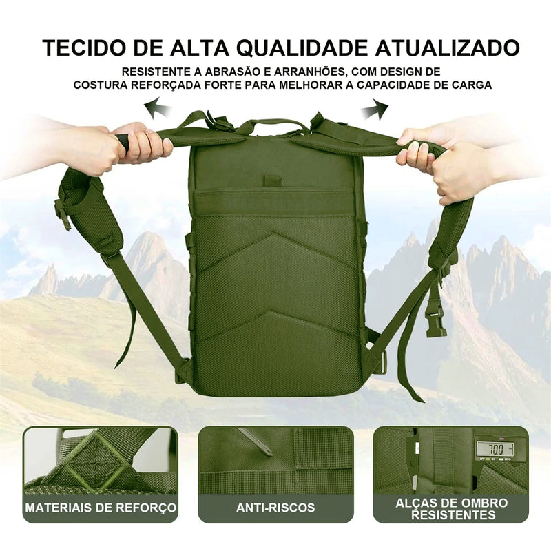 Mochila Tática Militar, Impermeável, 50L, Esportes, Acampamento, Caminhada, Trekking, Pesca, Caça, Assalto